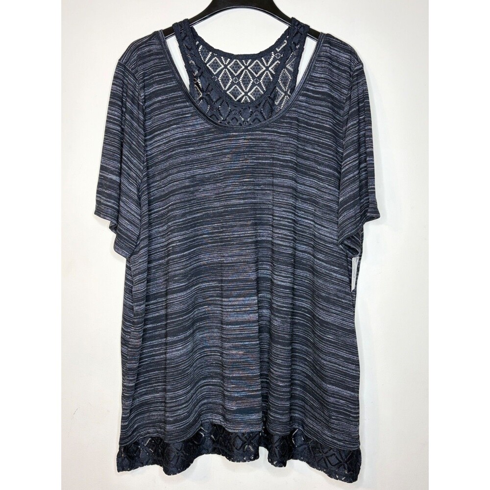 Catherines Gray Tunic With Black Lace Shirt Size 3X
